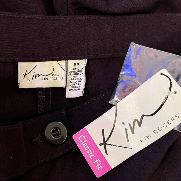 KIM ROGERS Petite Women's Purple Classic Fit Pants - Size 8P - NWT - Picture 5 of 5